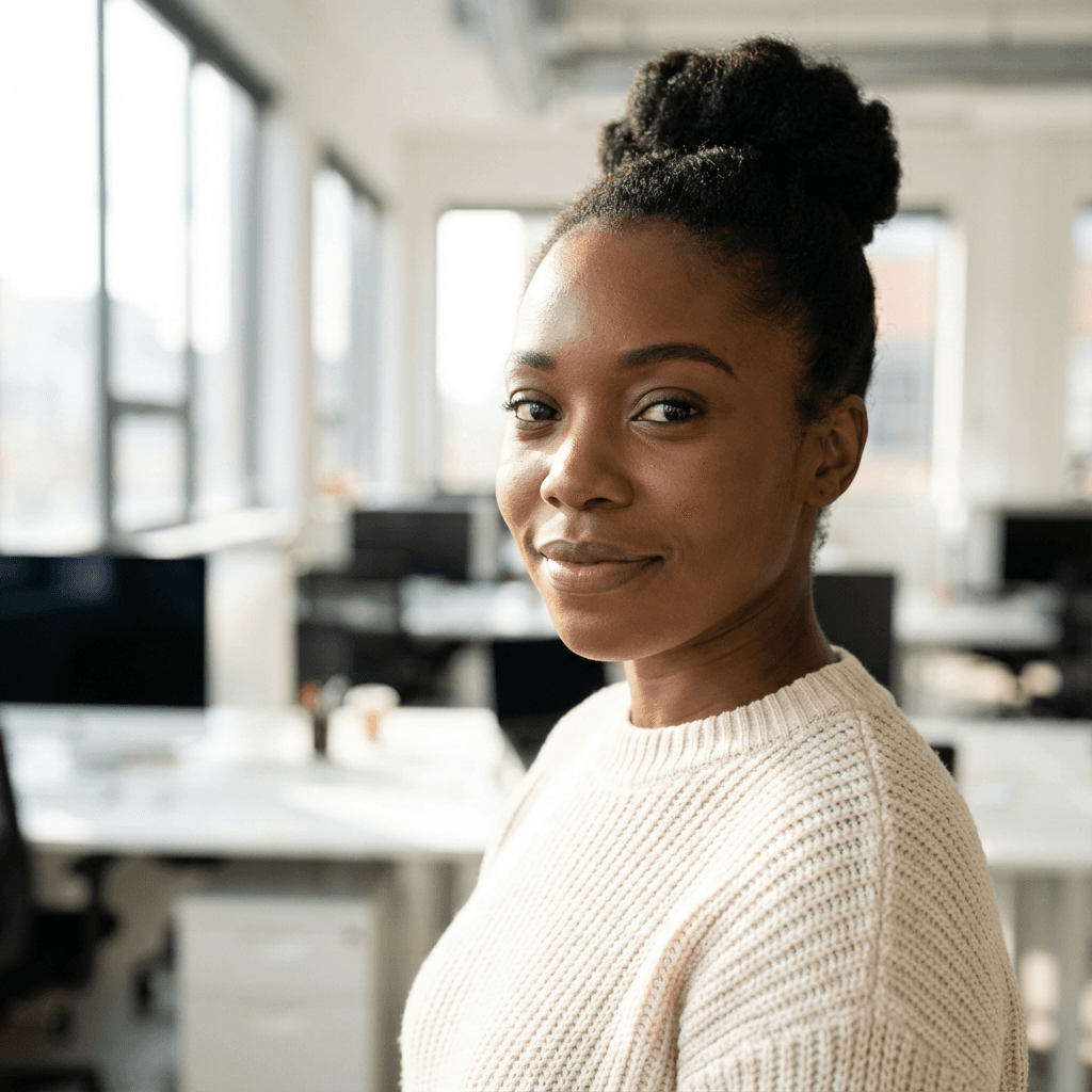 Emma Richardson using her repaired MacBook